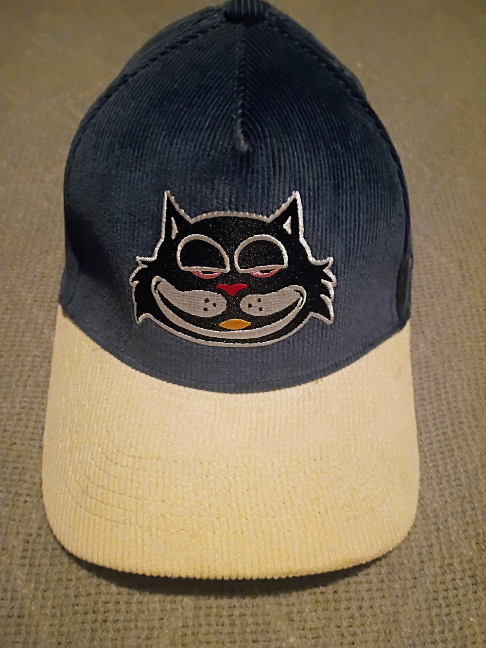 Twenty Six Red "Black Cat" Corduroy Snapback Hat - Blue/Cream